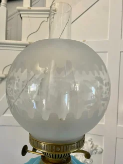 Clearance Pamono Antique Victorian Brass Corinthian Column Oil Lamp