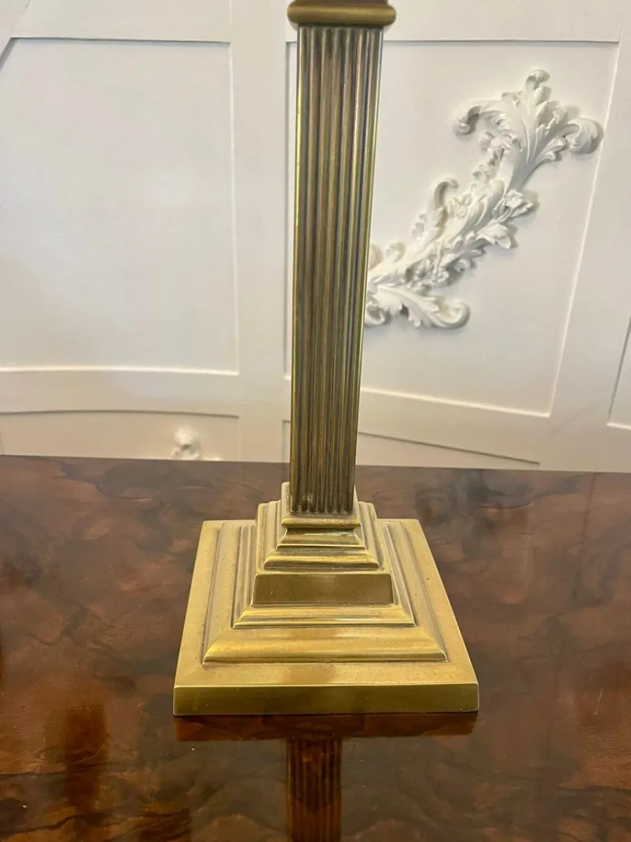 Clearance Pamono Antique Victorian Brass Corinthian Column Oil Lamp