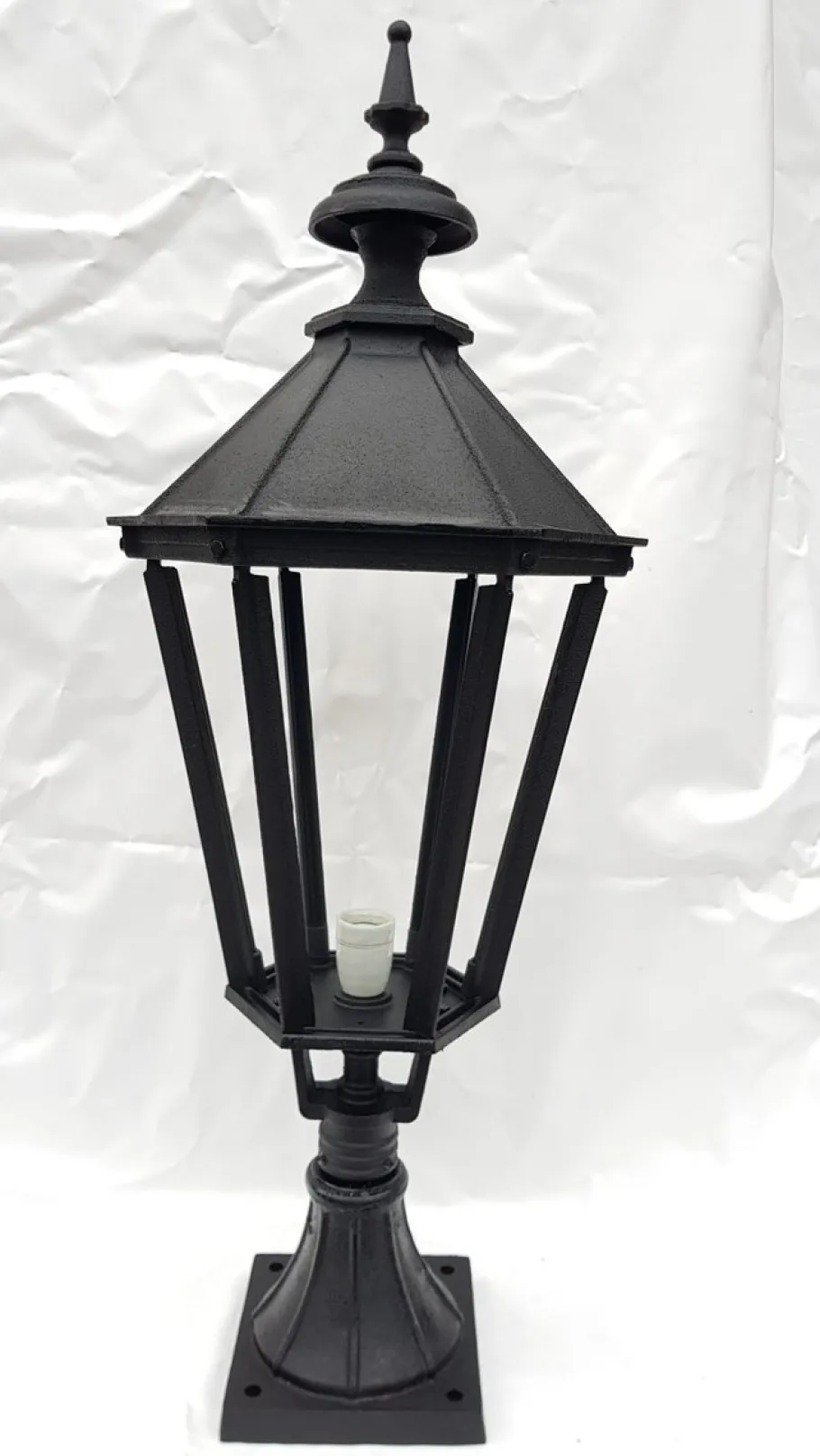 Outlet Pamono Antique Victorian Cast Iron Pillar Lamp Lantern on Base Outdoor Lamp