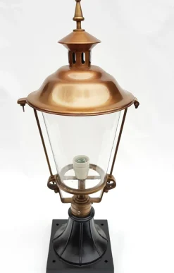 Hot Pamono Antique Victorian Classic Copper Pillar Lamp Lantern on Base Outdoor Lamp