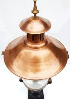 Hot Pamono Antique Victorian Classic Copper Pillar Lamp Lantern on Base Outdoor Lamp