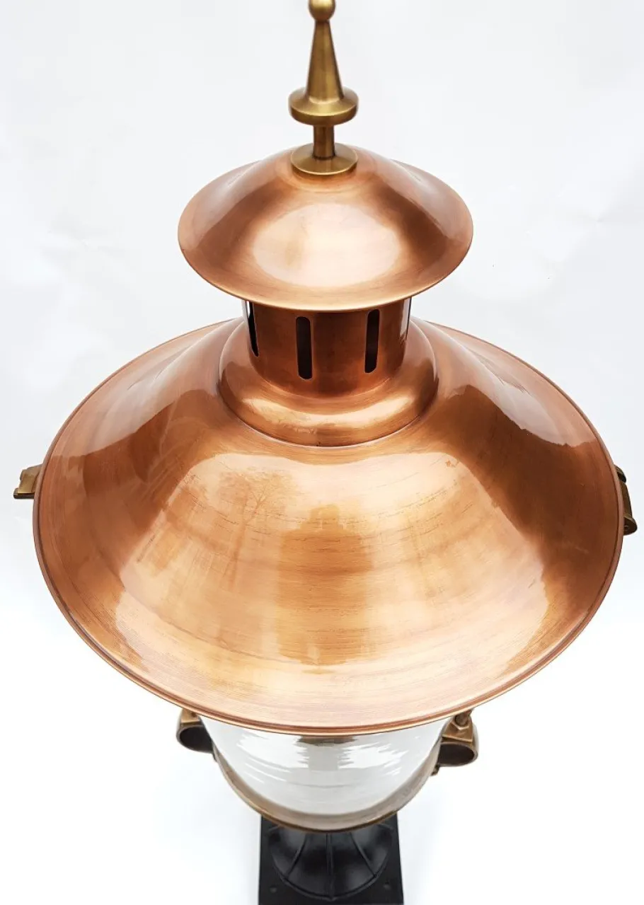 Hot Pamono Antique Victorian Classic Copper Pillar Lamp Lantern on Base Outdoor Lamp