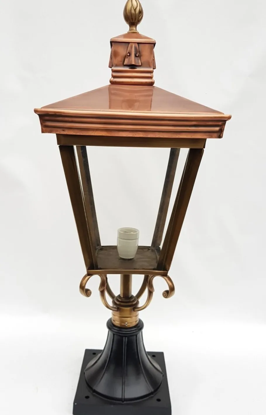 Best Pamono Antique Victorian Classic Copper Pillar Lamp Lantern on Base Outdoor Lamp