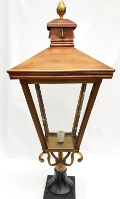 New Pamono Antique Victorian Classic Copper Pillar Lamp Lantern on Base Outdoor Lamp
