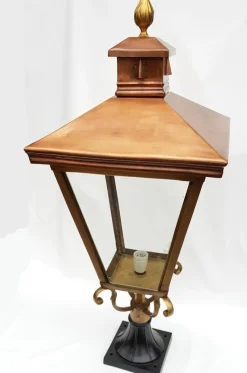 New Pamono Antique Victorian Classic Copper Pillar Lamp Lantern on Base Outdoor Lamp