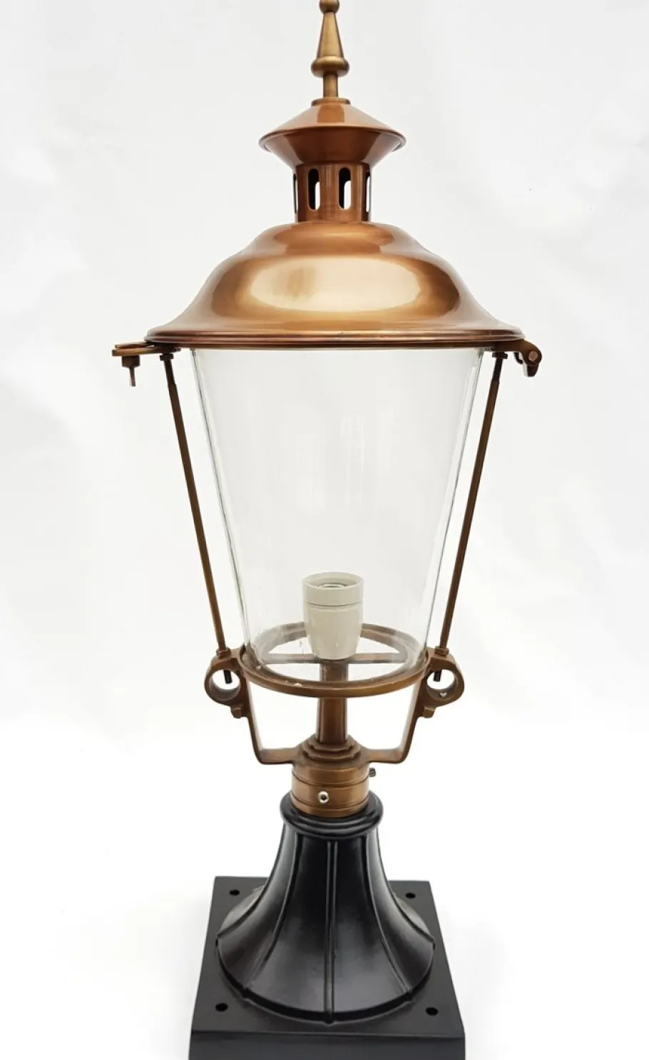 New Pamono Antique Victorian Classic Copper Pillar Lamp Lantern on Base Outdoor Lamp
