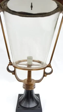 New Pamono Antique Victorian Classic Copper Pillar Lamp Lantern on Base Outdoor Lamp