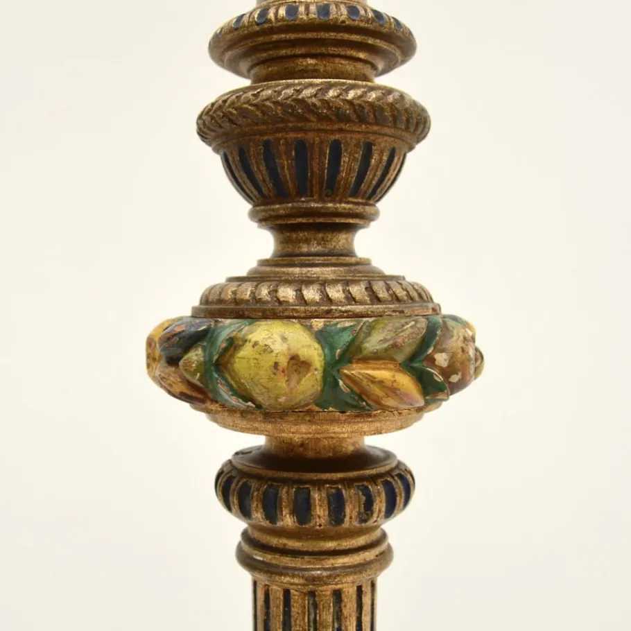 Best Pamono Antique Victorian Gilt Wood Floor Lamp, 1890s