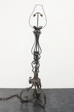 Discount Pamono Antique Wrought Iron Ground Lamp, 1890s
