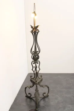 Discount Pamono Antique Wrought Iron Ground Lamp, 1890s