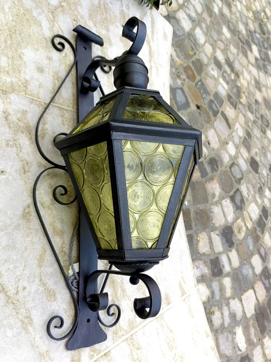 Clearance Pamono Antique Wrought Iron Lantern Wall Light