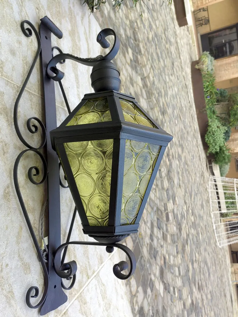 Clearance Pamono Antique Wrought Iron Lantern Wall Light