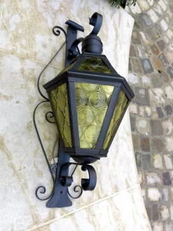 Clearance Pamono Antique Wrought Iron Lantern Wall Light