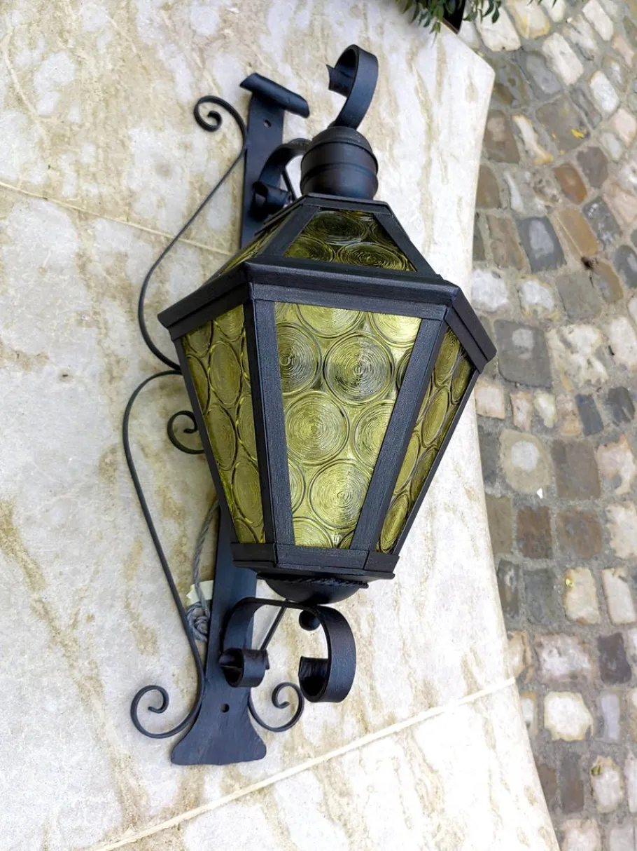 Clearance Pamono Antique Wrought Iron Lantern Wall Light