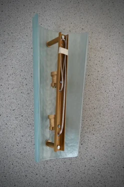 Hot Pamono Aqua Green Murano Glass and Brass Wall Light, 2000