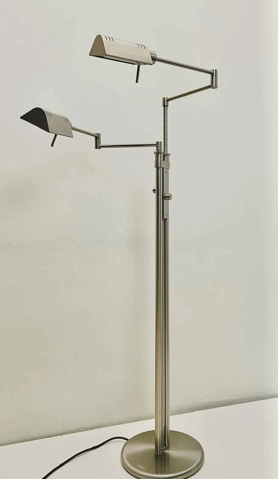 Clearance Pamono 2-Arm Swing Twin Reading Floor Lamp from Holtkotter Leuchten, 1980s