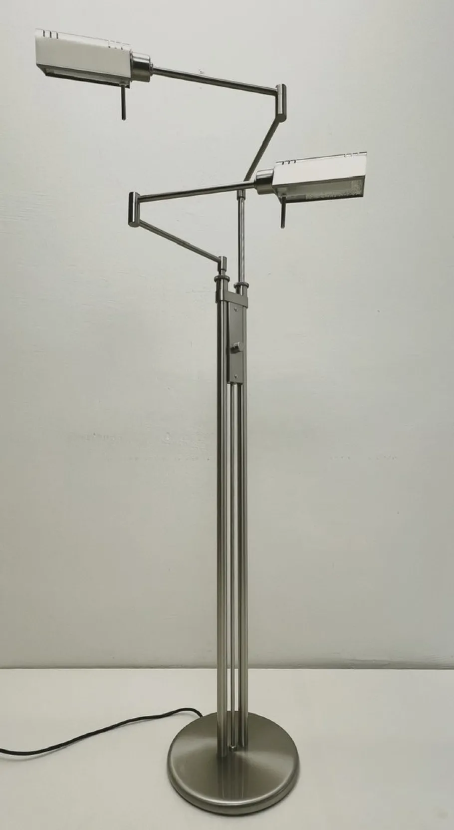 Clearance Pamono 2-Arm Swing Twin Reading Floor Lamp from Holtkotter Leuchten, 1980s