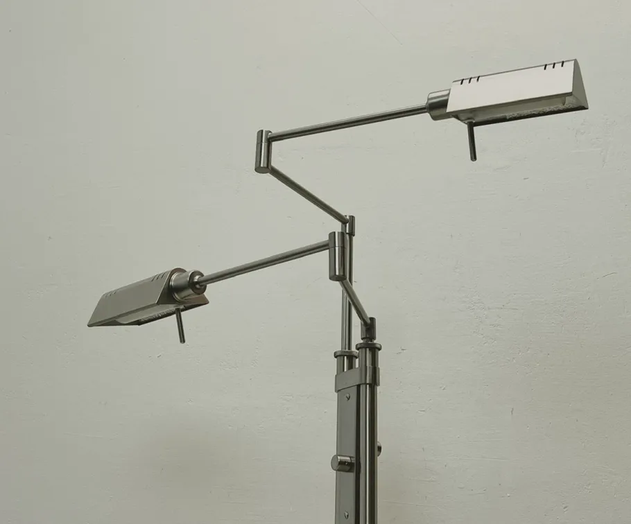 Clearance Pamono 2-Arm Swing Twin Reading Floor Lamp from Holtkotter Leuchten, 1980s
