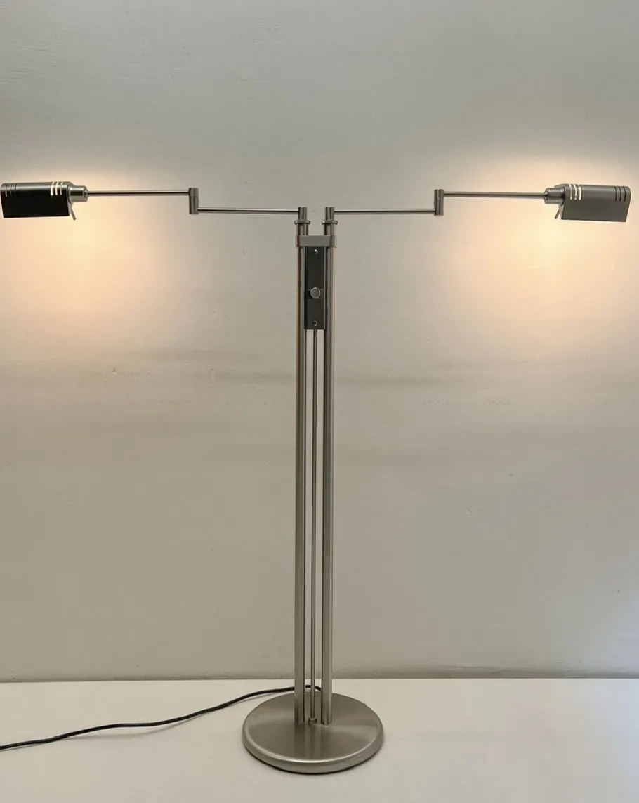 Clearance Pamono 2-Arm Swing Twin Reading Floor Lamp from Holtkotter Leuchten, 1980s