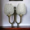 New Pamono 2-Armed Brass Wall Light with Tulip-Shaped Light Points, 1890s