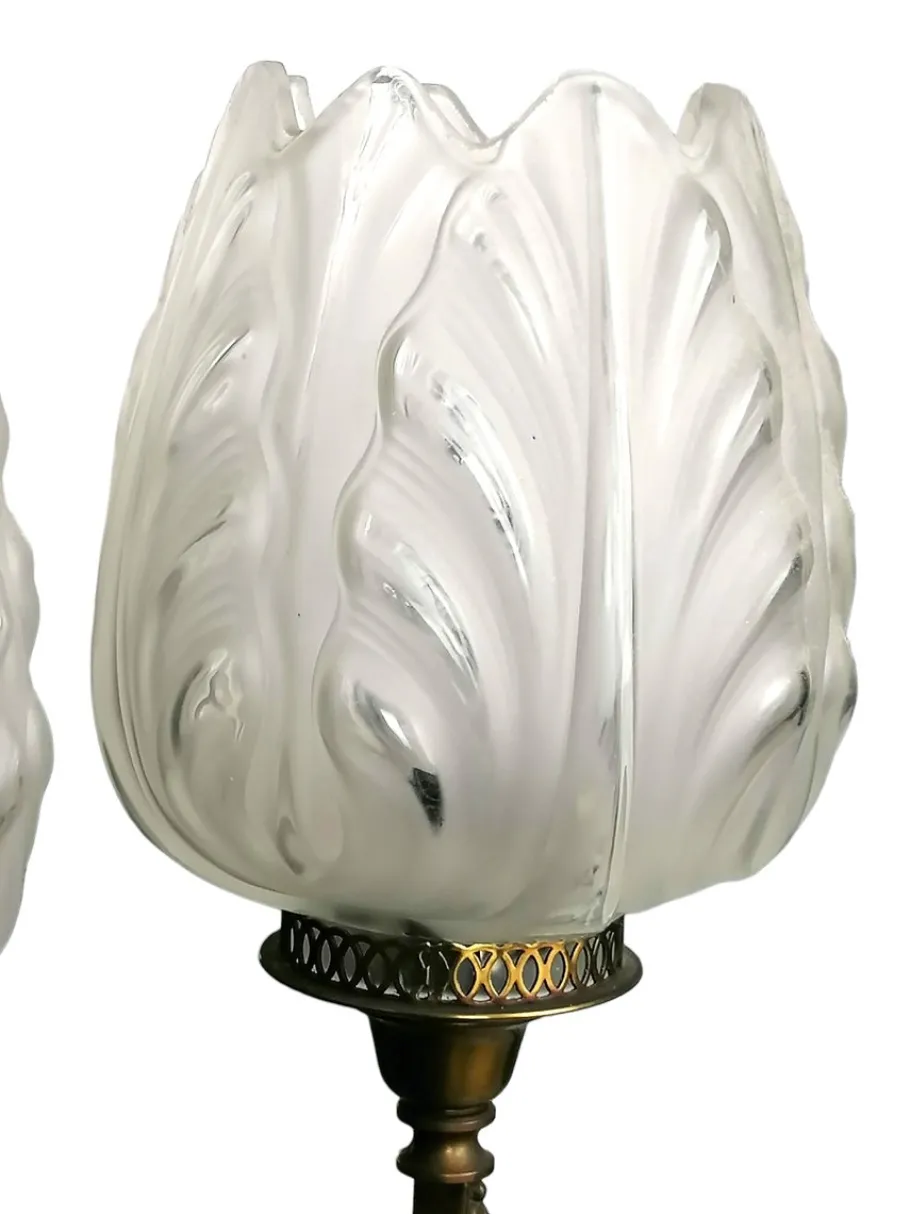 New Pamono 2-Armed Brass Wall Light with Tulip-Shaped Light Points, 1890s