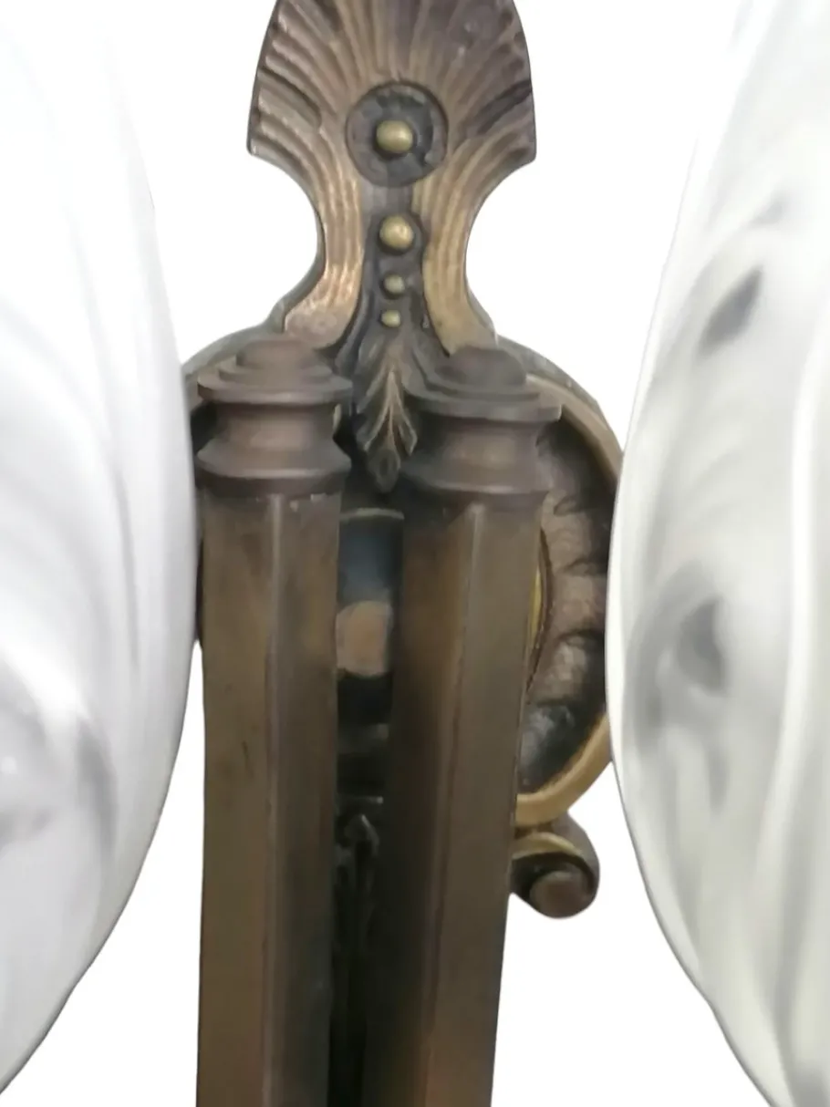 New Pamono 2-Armed Brass Wall Light with Tulip-Shaped Light Points, 1890s