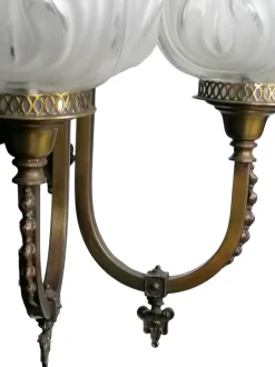 New Pamono 2-Armed Brass Wall Light with Tulip-Shaped Light Points, 1890s