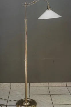 Clearance Pamono Art Deco Adjustable Nickel Floor Lamp with Opal Glass Shade, 1920s