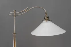 Clearance Pamono Art Deco Adjustable Nickel Floor Lamp with Opal Glass Shade, 1920s