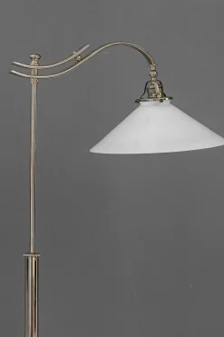 Clearance Pamono Art Deco Adjustable Nickel Floor Lamp with Opal Glass Shade, 1920s
