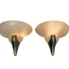 New Pamono Art Deco Alabaster and Bronze Wall Sconces, 1950s, Set of 2