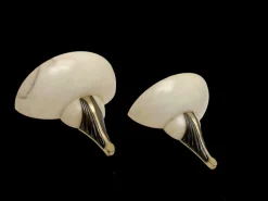 New Pamono Art Deco Alabaster and Bronze Wall Sconces, 1950s, Set of 2