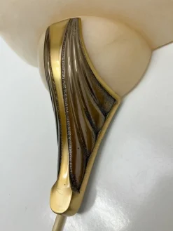 New Pamono Art Deco Alabaster and Bronze Wall Sconces, 1950s, Set of 2