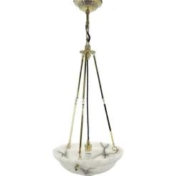 Clearance Pamono Art Deco Alabaster Pendant on Brass Chains, Former Czechoslovakia, 1930s