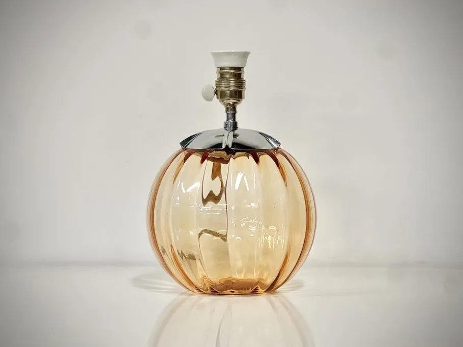 Discount Pamono Art Deco Amber Glass Table Lamp, 1930s