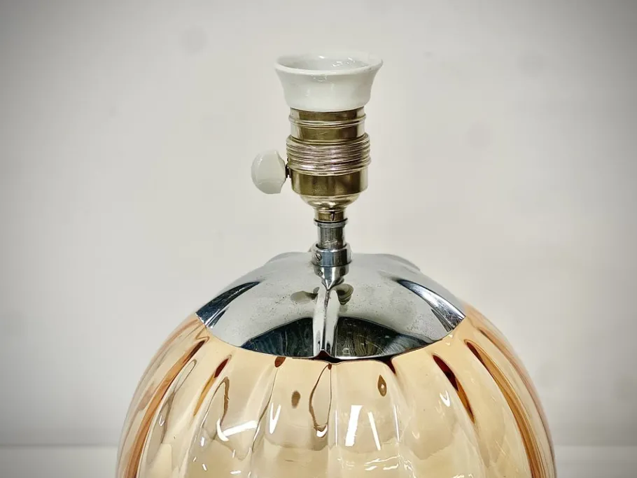 Discount Pamono Art Deco Amber Glass Table Lamp, 1930s