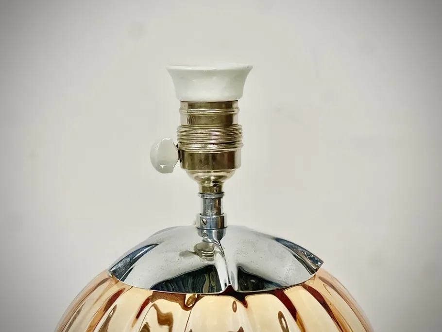 Discount Pamono Art Deco Amber Glass Table Lamp, 1930s