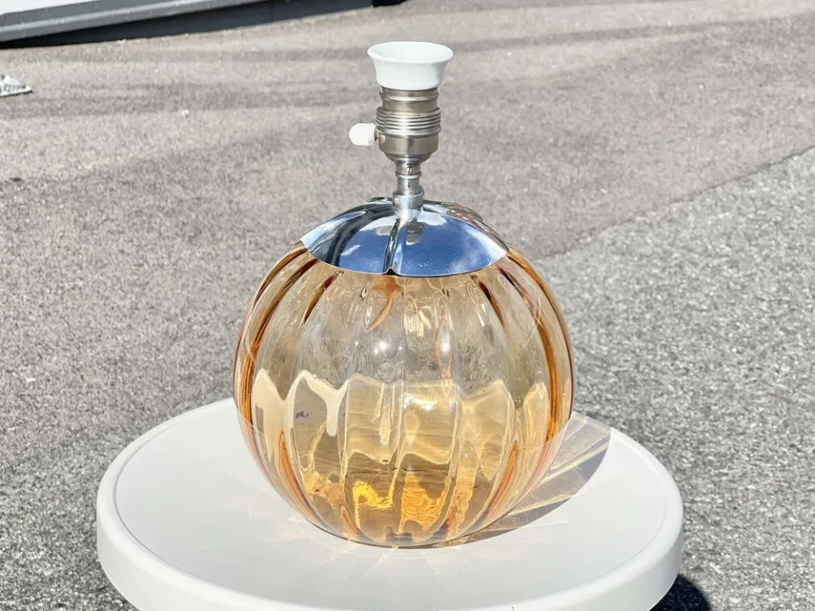 Discount Pamono Art Deco Amber Glass Table Lamp, 1930s