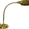 Sale Pamono Art Deco Articulated Brass Gooseneck Desk Lamp with Shell-Shaped Brassed Copper Shade and Circular Brass Weighted Base 1920s.