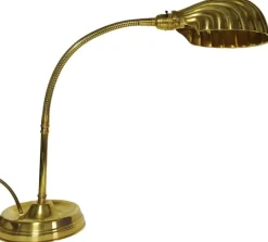 Sale Pamono Art Deco Articulated Brass Gooseneck Desk Lamp with Shell-Shaped Brassed Copper Shade and Circular Brass Weighted Base 1920s.