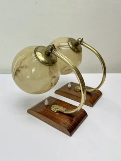 Online Pamono Art Deco Austrian Walnut and Glass Bedside Table Lamps, 1930s, Set of 2
