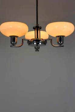 Hot Pamono Art Deco Bauhaus Chrome Chandelier from Napako, Former Czechoslovakia, 1940s