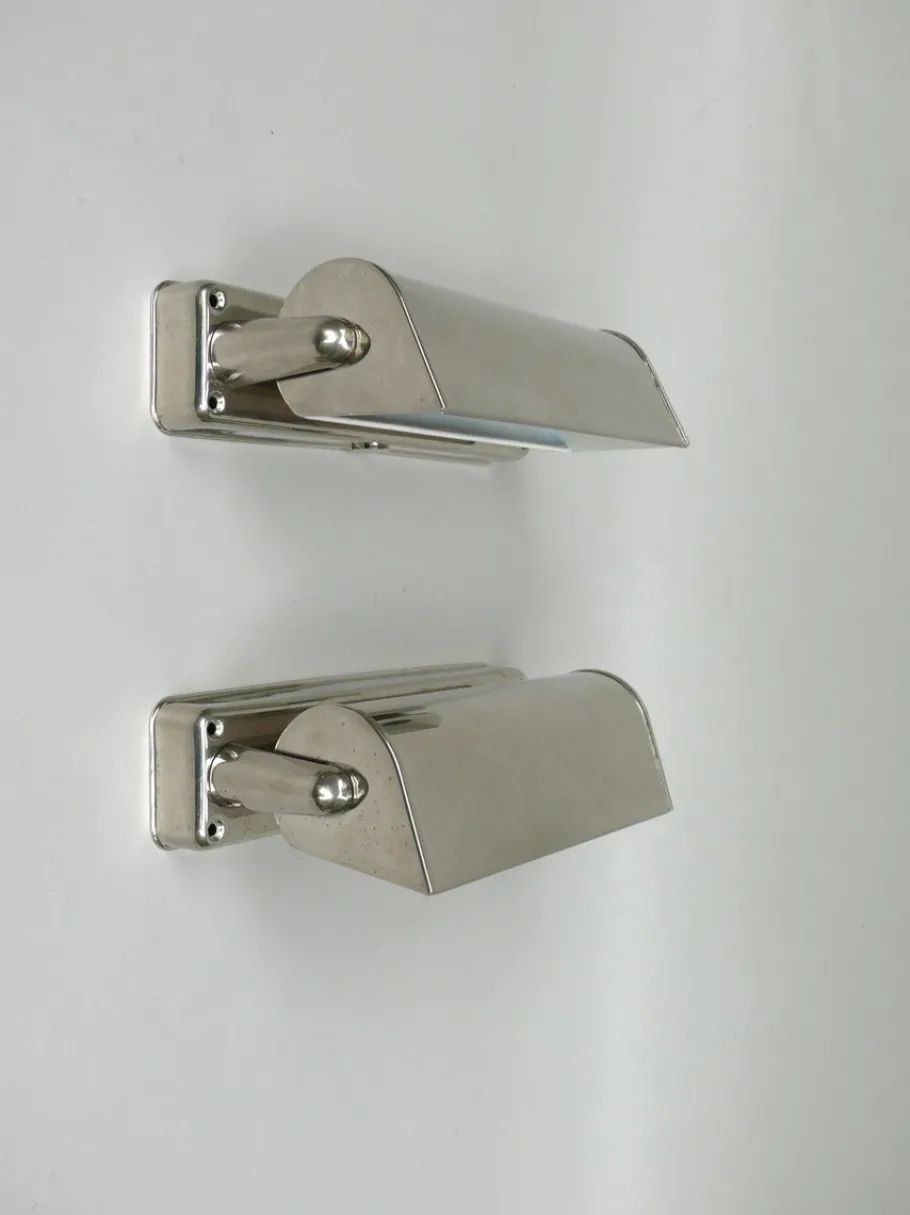 Online Pamono Art Deco Bauhaus Minimalist Nickel Plated Sconces, 1930s, Set of 2
