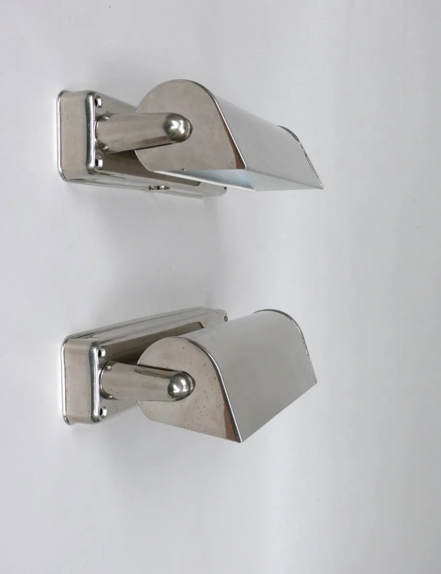 Online Pamono Art Deco Bauhaus Minimalist Nickel Plated Sconces, 1930s, Set of 2