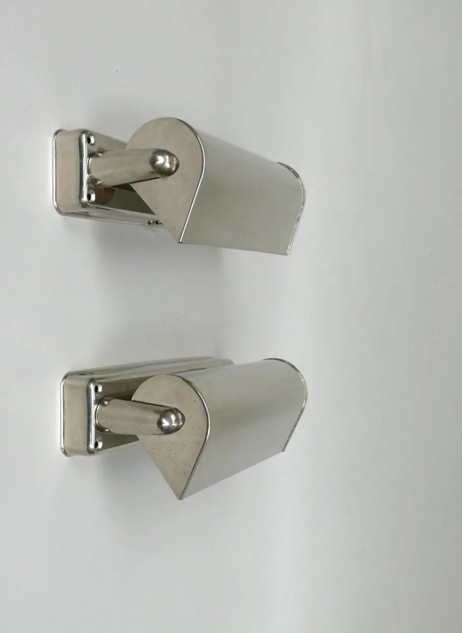 Online Pamono Art Deco Bauhaus Minimalist Nickel Plated Sconces, 1930s, Set of 2