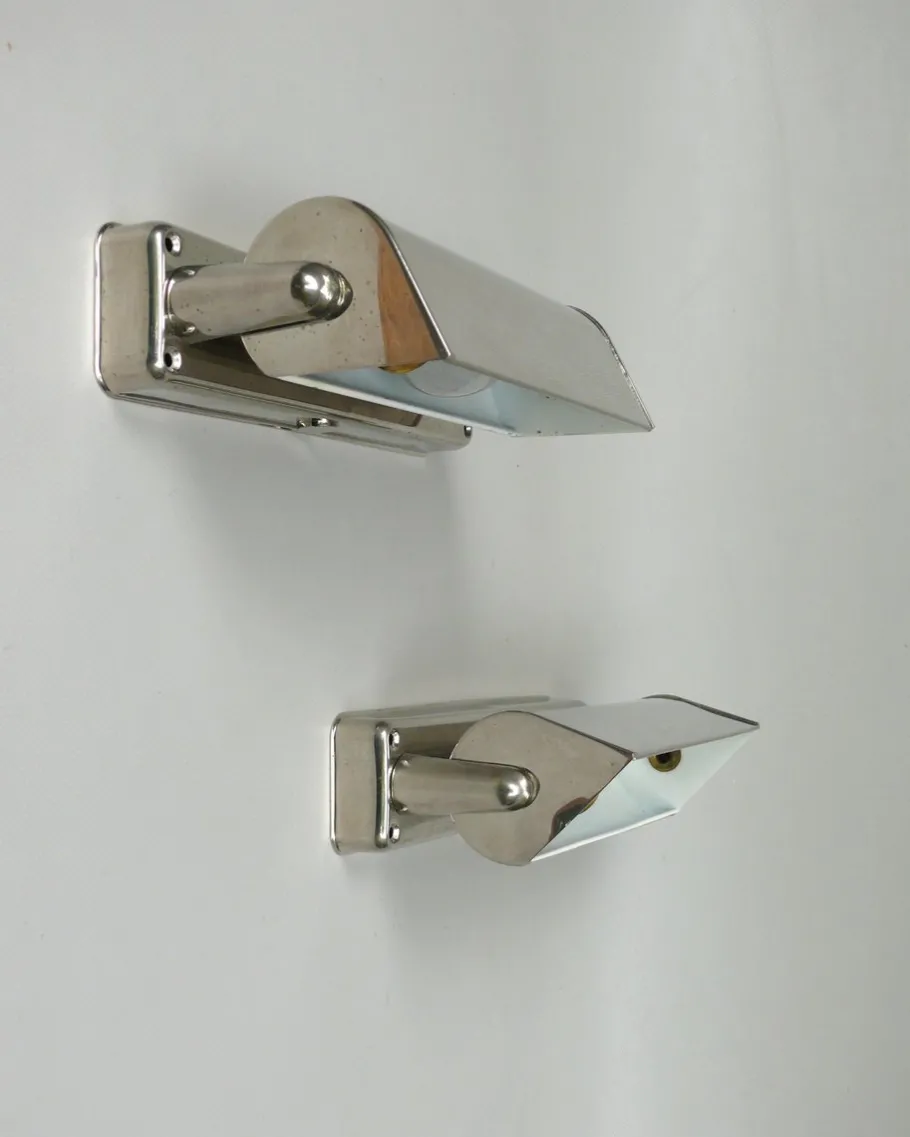 Online Pamono Art Deco Bauhaus Minimalist Nickel Plated Sconces, 1930s, Set of 2