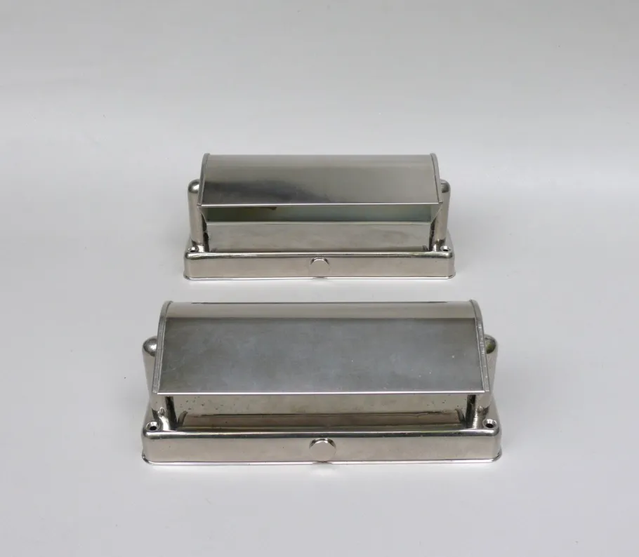 Online Pamono Art Deco Bauhaus Minimalist Nickel Plated Sconces, 1930s, Set of 2