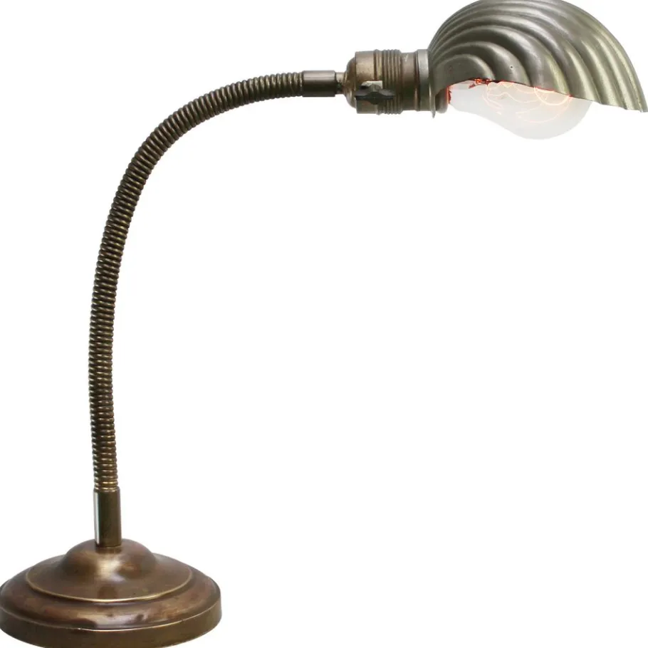 Clearance Pamono Art Deco Belgian Shell Brass Gooseneck Desk Lamp