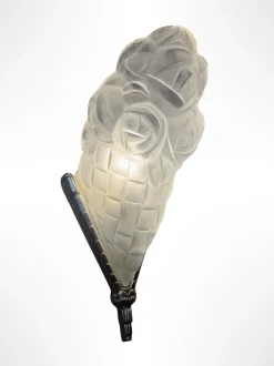 Discount Pamono Art Deco Bouquets aux Roses Wall Lights from Verrerie d'Art Degué, 1930s, Set of 2