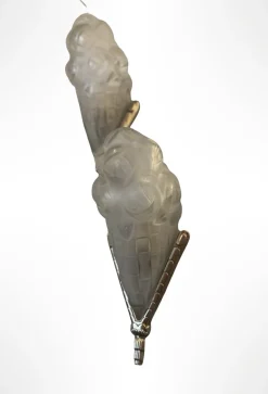 Discount Pamono Art Deco Bouquets aux Roses Wall Lights from Verrerie d'Art Degué, 1930s, Set of 2